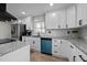 Renovated kitchen features bright white cabinetry, granite countertops, black hardware, and stainless steel appliances at 623 Oakgrove Dr, Graham, NC 27253