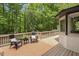 Inviting back deck with outdoor seating and wooded views, perfect for relaxation and entertaining at 814 Ellynn Dr, Cary, NC 27511