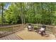 Expansive back deck overlooking a lush wooded area, ideal for outdoor entertaining and enjoying nature at 814 Ellynn Dr, Cary, NC 27511