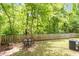 A cozy backyard features an outdoor seating area perfect for enjoying the peaceful, natural surroundings at 905 Carroll St, Durham, NC 27701