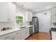 Modern kitchen featuring white cabinetry, stainless steel appliances, and hardwood floors at 905 Carroll St, Durham, NC 27701