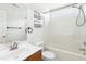 Bathroom features a vanity, toilet, and shower over bath at 1121 Silky Dogwood Trl, Apex, NC 27502