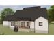 A backyard featuring a covered porch, providing a tranquil outdoor living space at 123-125 Ottawa Dr., Louisburg, NC 27549