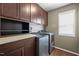 Convenient laundry room with modern washer/dryer and ample cabinet space at 1911 Housatonic Ct, Apex, NC 27523