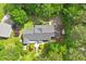 Aerial shot showcasing house with large backyard, mature trees, and lush landscape at 2008 Elizabeth Ct, Clayton, NC 27520