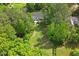 An aerial view of the house with mature trees and a large manicured backyard at 2008 Elizabeth Ct, Clayton, NC 27520