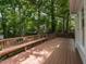 Large back deck with built-in bench seating, perfect for outdoor gatherings and enjoying the wooded view at 204 Highlands Lake Dr. Dr, Cary, NC 27518