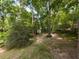 Private backyard with mature trees and small storage shed in the rear at 204 Highlands Lake Dr. Dr, Cary, NC 27518