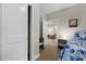 Cozy bedroom with closet and view to another living area at 212 Orange St, Oxford, NC 27565