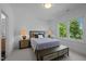 Serene bedroom with a neutral palette, accent lamps, and a large window with treetop views at 30 Futrell Ridge Ct, Chapel Hill, NC 27517