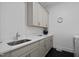 Functional laundry room featuring modern cabinetry, a sink, and ample counter space at 30 Futrell Ridge Ct, Chapel Hill, NC 27517