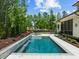 Backyard pool featuring a water feature and lush landscaping, perfect for relaxation at 30 Futrell Ridge Ct, Chapel Hill, NC 27517