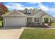 Charming single-story home with a two-car garage and a well-manicured lawn and covered porch at 3608 Deering Dr, Raleigh, NC 27616