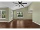 Living room boasts lots of natural light and hardwood floors at 3608 Deering Dr, Raleigh, NC 27616