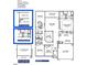 Detailed floor plan showcasing the layout of a 4-bedroom home with a covered lanai and 2-car garage at 37 Shoreline Dr, Lillington, NC 27546