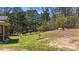 A spacious backyard with a young tree and a black fence in a lovely neighborhood at 4009 Reunion Creek Pkwy, Apex, NC 27539