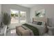 Serene bedroom with large windows, neutral tones, plush bedding, and bench seating at 45 Addison Pond Ct # 11, Zebulon, NC 27597