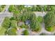 Bird's eye view of a home with lush surrounding trees on a manicured lawn at 4500 Hollirose Pl, Raleigh, NC 27616