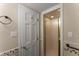 Cozy bathroom features a glass door shower and classic fixtures at 5713 Timber Ridge Dr, Raleigh, NC 27609