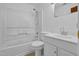 Bathroom with a tub-shower combination, toilet, and vanity sink at 605 Dunbar St, Durham, NC 27701
