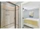 Beautiful bathroom with a tiled shower and view of the bedroom through an open door at 6323 Pesta Ct, Raleigh, NC 27612