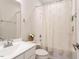 Neutral bathroom with a vanity sink, shower, and toilet at 1073 Branch Line Ln, Apex, NC 27502