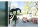 View of a patio with a bell and metal horse statue at 1112 Western Ave, Rocky Mount, NC 27804
