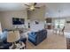 Inviting living room featuring vaulted ceilings, comfortable seating, and lots of natural light at 112 Tillburg Ln, Hurdle Mills, NC 27541