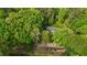 Aerial view of the home nestled among mature trees, offering privacy and natural beauty at 113 Denard St, Oxford, NC 27565