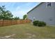 Spacious backyard featuring a wooden fence, a well-maintained lawn, and mature trees at 1145 Raven Perch Dr, Wendell, NC 27591