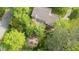 An inviting outdoor area with a stone patio and firepit surrounded by lush greenery and mature trees at 1207 Candlewood Dr, Elon, NC 27244