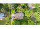 Overhead aerial perspective displaying a well-maintained roof and outdoor living space of a beautifully landscaped backyard at 1207 Candlewood Dr, Elon, NC 27244