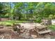 Backyard features patio and playground at 1207 Candlewood Dr, Elon, NC 27244