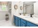 Bathroom with double sink vanity, and marble counter top at 1207 Candlewood Dr, Elon, NC 27244