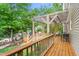 Wooden deck features covered area and wooded yard view at 1207 Candlewood Dr, Elon, NC 27244
