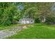 Charming exterior view of cozy home with lush greenery and light-blue painted siding at 1219 Junction Rd, Durham, NC 27704