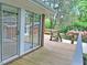 Cozy deck providing a serene view of the lush, green backyard at 122 E Orange St, Hillsborough, NC 27278