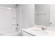 Bathroom with shower-tub, vanity, toilet, and sink with chrome faucet at 147 Little Crk Dr, Lillington, NC 27546