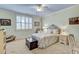 Charming bedroom with a floral-patterned bed, ample natural light, and cozy decor at 1605 Hunting Ridge Rd, Raleigh, NC 27615