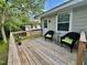 Relaxing deck features outdoor seating and natural wood railing at 1708 Sundial Pl, Raleigh, NC 27610