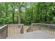 View from back deck looking out into tree-lined, fenced in backyard at 1903 Meadowbrook St, Sanford, NC 27330