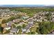 Panoramic aerial view of a vibrant community featuring well-kept homes, green spaces, and a recreational pool for an active lifestyle at 1928 Grace Point Rd, Morrisville, NC 27560