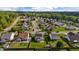 An aerial shot captures a quiet residential area featuring fenced yards, well-tended lawns and varied home designs at 2503 Macdougall Dr, Burlington, NC 27217