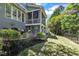 Backyard featuring a stone patio with outdoor seating and a screened-in porch at 2723 Cameron Pond Dr, Cary, NC 27519