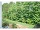 Scenic backyard featuring lush greenery and a well-maintained lawn creating a private outdoor space at 273 Scarlet Tanager Cir, Holly Springs, NC 27540