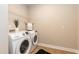 Well-equipped laundry room features modern appliances and convenient shelving for storage at 273 Scarlet Tanager Cir, Holly Springs, NC 27540