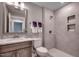 Modern bathroom featuring granite countertop, and a stand-up shower at 3004 Dog Rose Dr # 309, Durham, NC 27703