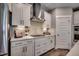 Modern kitchen features white cabinets, stainless steel appliances, and stylish backsplash at 3004 Dog Rose Dr # 309, Durham, NC 27703
