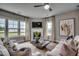 Cozy living room with a fireplace, plush sofas, and abundant natural light from large windows at 3004 Dog Rose Dr # 309, Durham, NC 27703