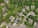 Aerial view of a residential neighborhood showcasing well-maintained homes, lush landscaping, and tree-lined streets at 3315 Denada Path, Durham, NC 27707